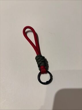 Handmade Red & Olive Paracord Key Ring Loop